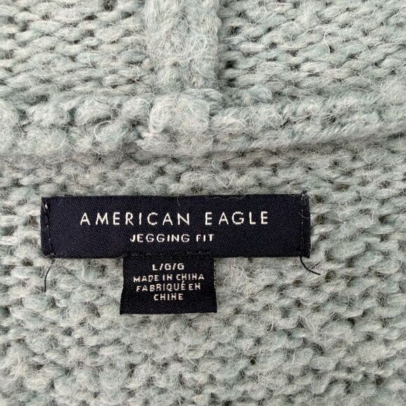 American Eagle Knit Periwinkle Sweater With A Hood Womens Size Large - Picture 2 of 5